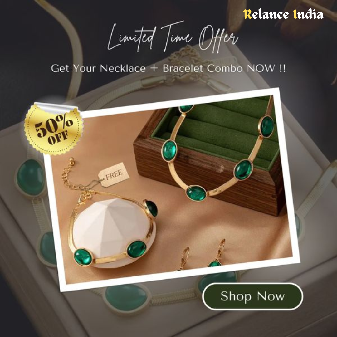 VaibhavCrysta™️ Oval Green Crystal Pendant Necklace Set With🔥Free Bracelet Only For Today🔥