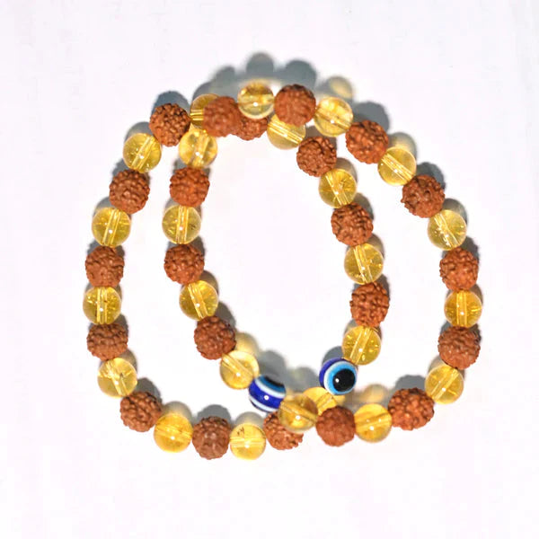 📿Rudraksha & Citrine Bracelet With Evil Eye Protection | The Key to Success & Happiness | 🔥BUY 1 GET 1 FREE🔥
