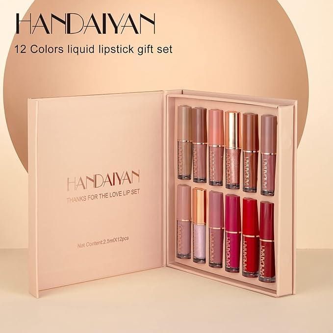 12 Colors Handaiyan Velvet Matte Liquid Lipstick Set