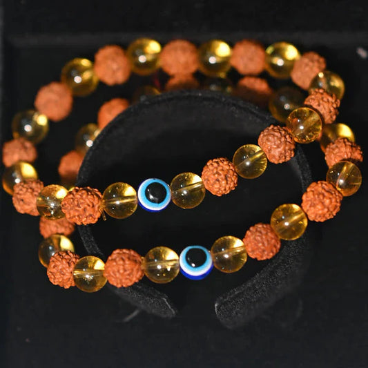 📿Rudraksha & Citrine Bracelet With Evil Eye Protection | The Key to Success & Happiness | 🔥BUY 1 GET 1 FREE🔥