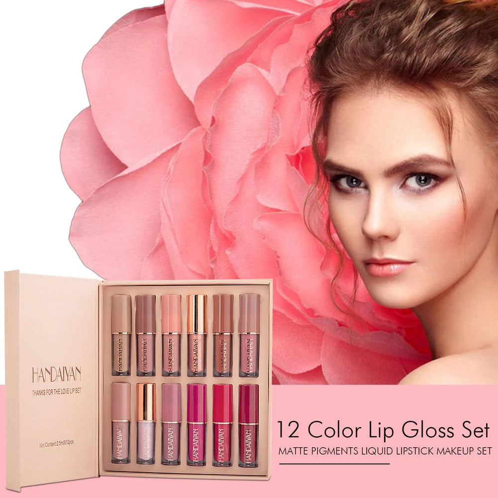 12 Colors Handaiyan Velvet Matte Liquid Lipstick Set