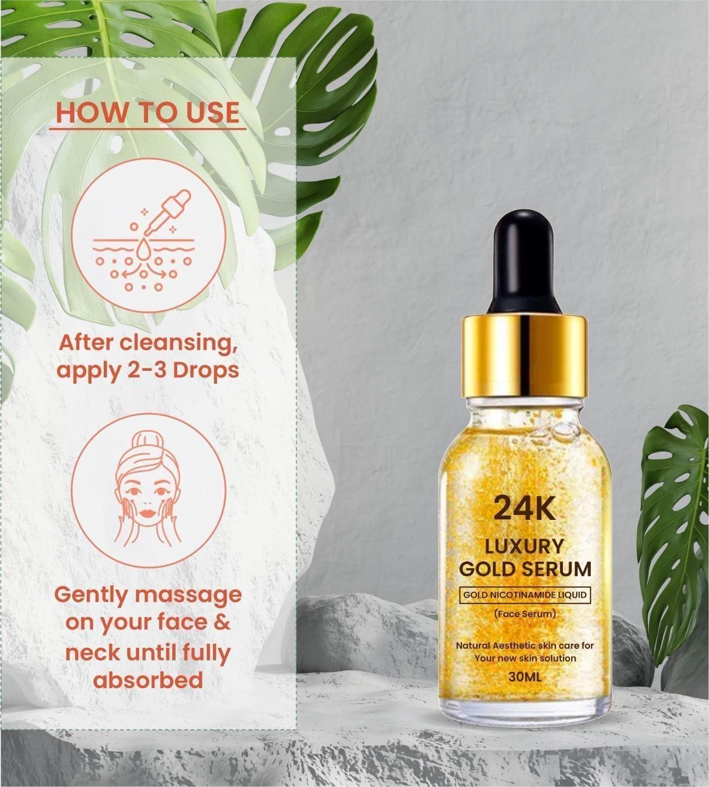 24K Gold Face Serum - ❤️BUY 1 GET 1 Free❤️ (🔥Best Selling Serum in UK,US, INDIA)